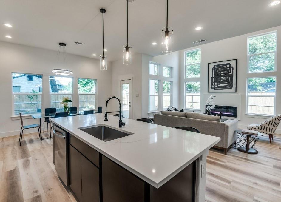 Lyles Home Design &mdash; kitchen island and living
