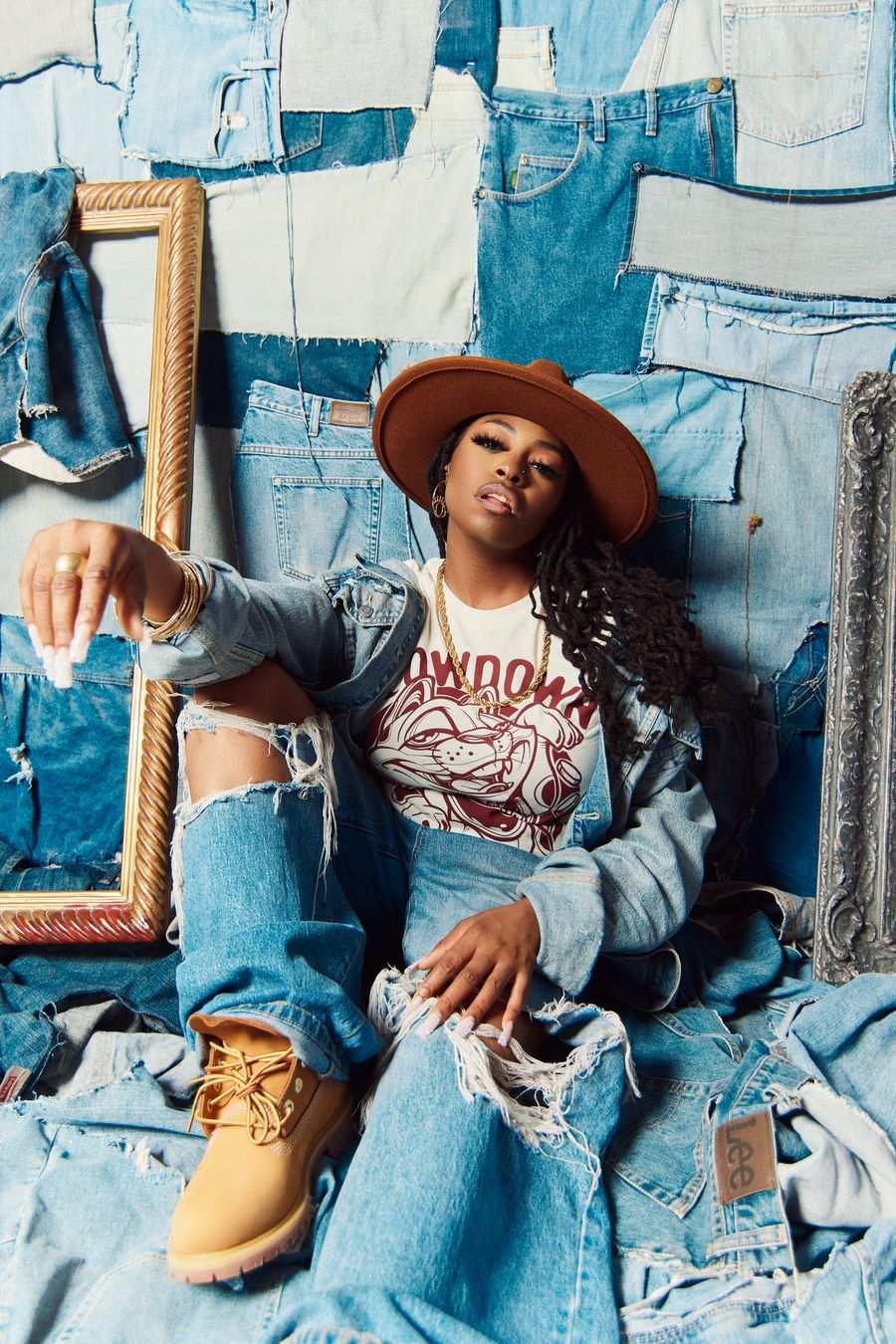 Slow Down Clothing editorial, boombox wall